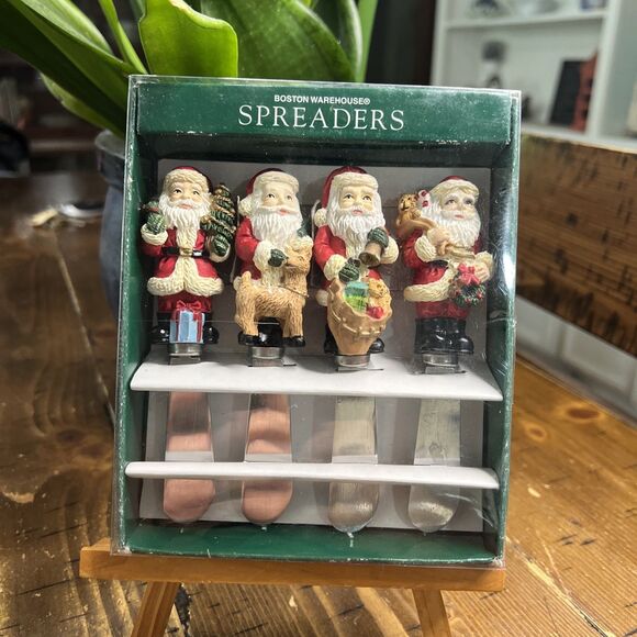 Boston Warehouse Santa Spreaders Set Of 4 Pre-owned 1995, Vintage, Christmas - Picture 1 of 3